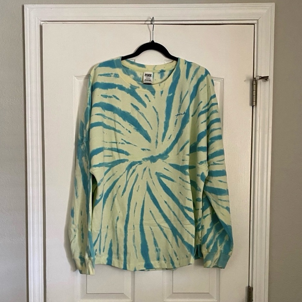 PINK Victoria's Secret Tie-Dye Pullover - Blue & Light Yellow
